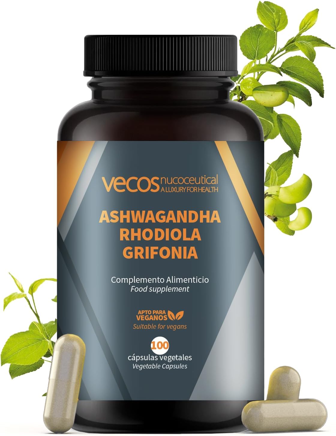 Fórmula Estrés - Ashwagandha + Rhodiola + Griffonia - 100 Cápsulas 💎